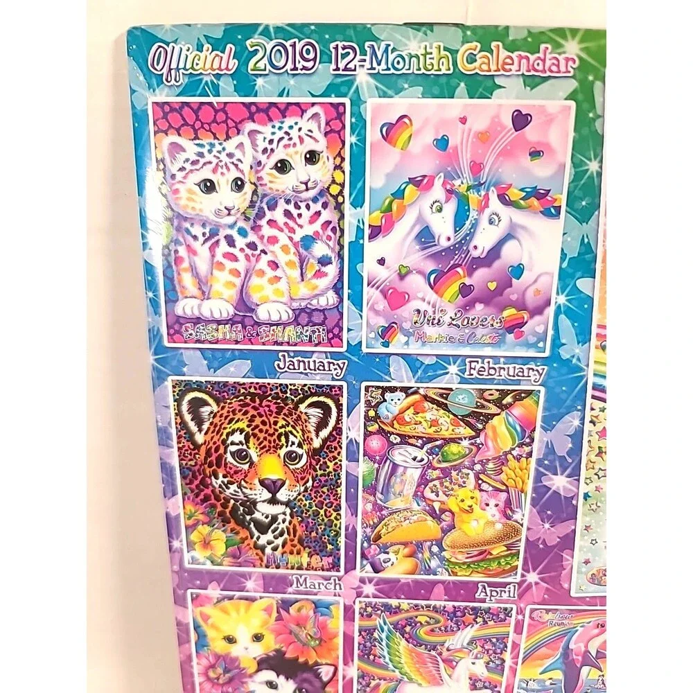 NEW Sealed Lisa Frank New 2019 Calendar 12 Month Wall Hanging Year